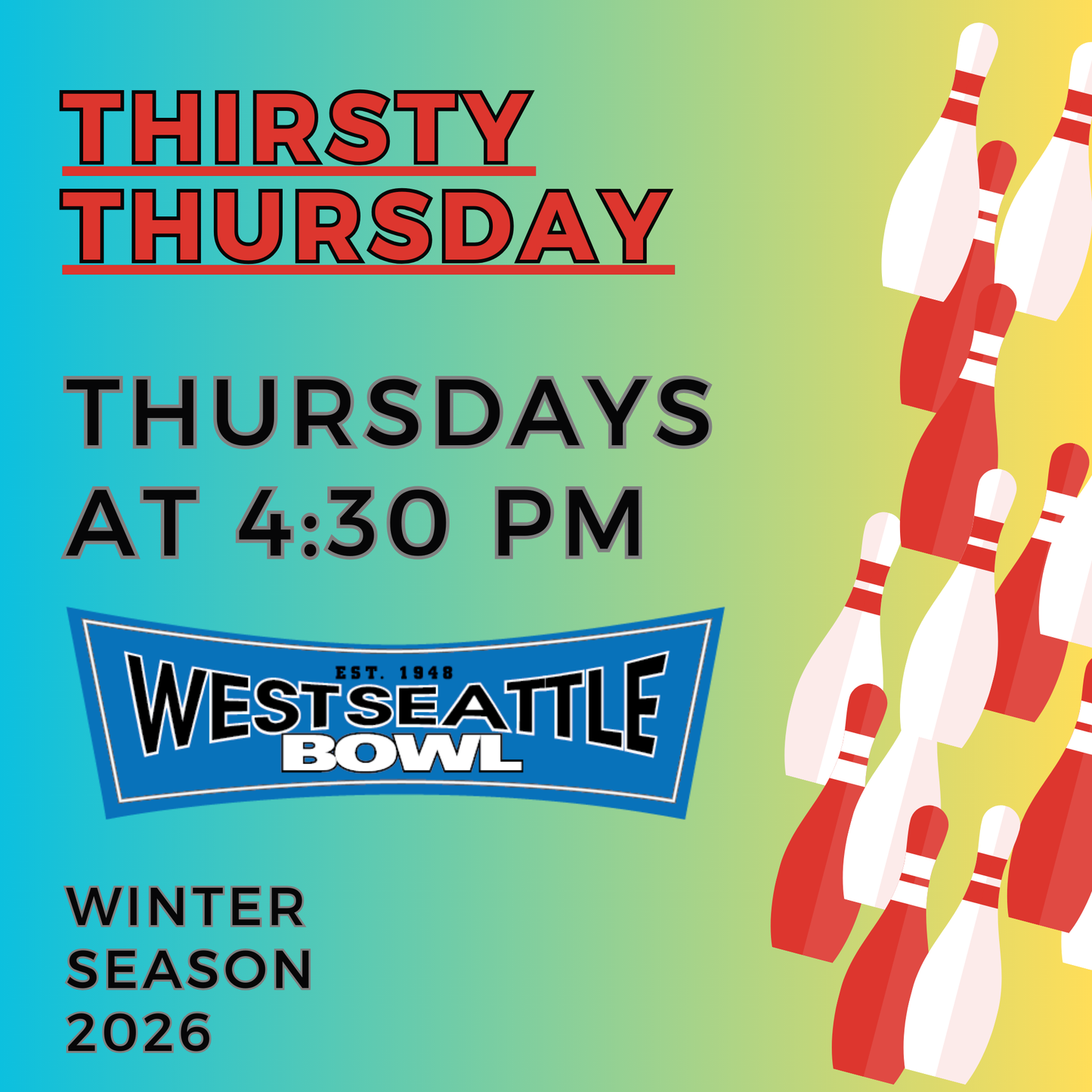 Thirsty Thursdays League - Thursdays at 4:40pm - Winter 2026
