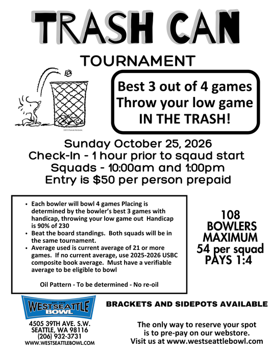Trash Can Tournament October 25 - 10:00am Squad